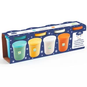 4 pots de pâte à modeler pailletée DJECO