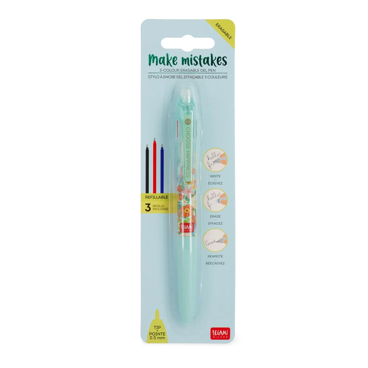 Stylo 3 couleurs effaçable LEGAMI