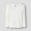T-shirt manches longues Blanc col Claudine - Thumbnail Image 2