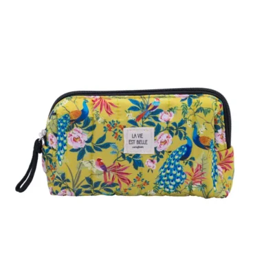 Petite trousse matelassé Paons CARTES D’ART