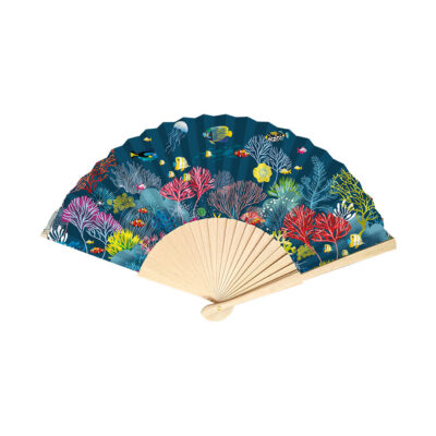 Eventail Bleu corail CARTES D’ART