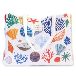 Grand cabas matelassé Coquillages CARTES D’ART
