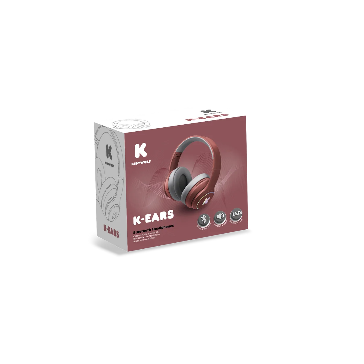 K-EARS Casque audio bordeau – Image 1
